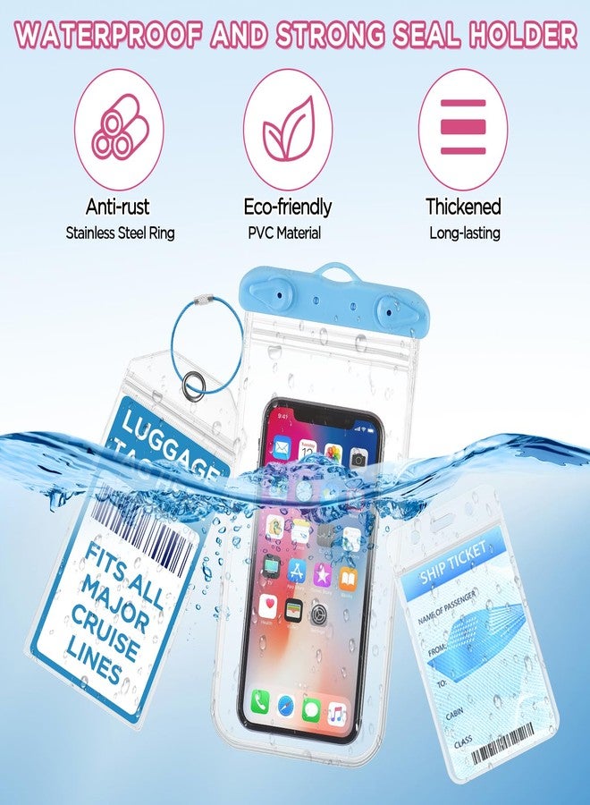 FACULX Cruise Must Haves Includes Cruise Luggage Tags, Cruise Lanyard, Waterproof Phone Bags, Travel Clothesline, Portable Backpack, Towel Clips, Power Strip for Carnival Essentials Kit (Blue and Pink) - Image 2